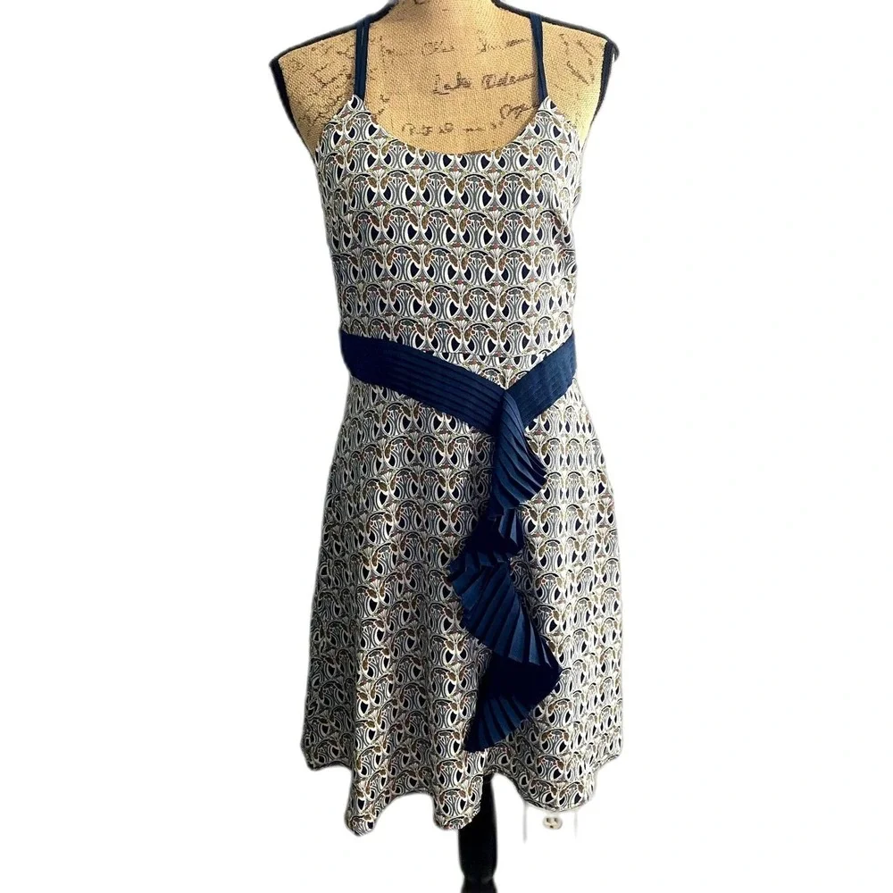 Liberty of London for Target A-Line Sundress Navy‎ Blue Floral Ruffle Size 6